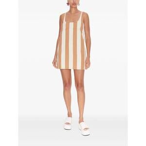 NEW SIMON MILLER sahara denim mini dress in tan stripe